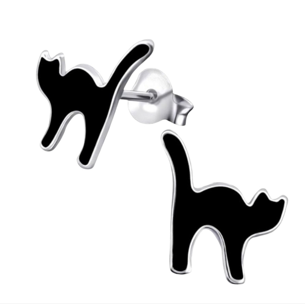 Cute Little Black Cats Enamel Kitty Earrings Cat Lovers Gift Kitties Halloween